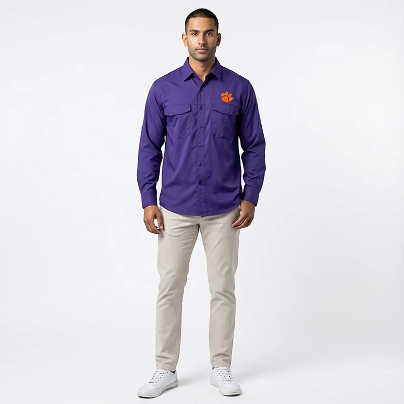 Antigua Men's Clemson University Game Day Woven Fishing Shirt