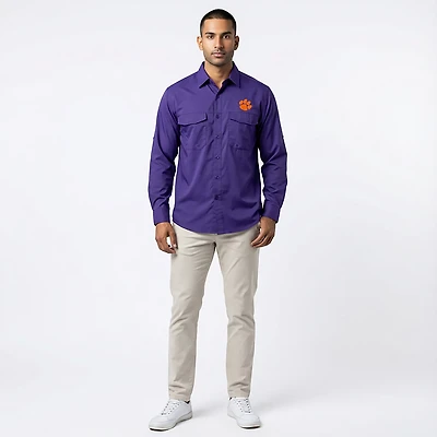 Antigua Men's Clemson University Game Day Woven Fishing Shirt