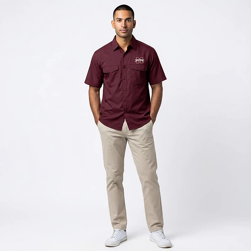 Antigua Men's Mississippi State University Game Day Woven Fishing Shirt