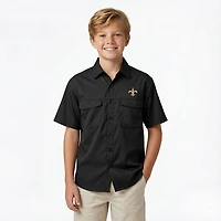 Antigua Men's New Orleans Saints Game Day Woven Fishing Shirt