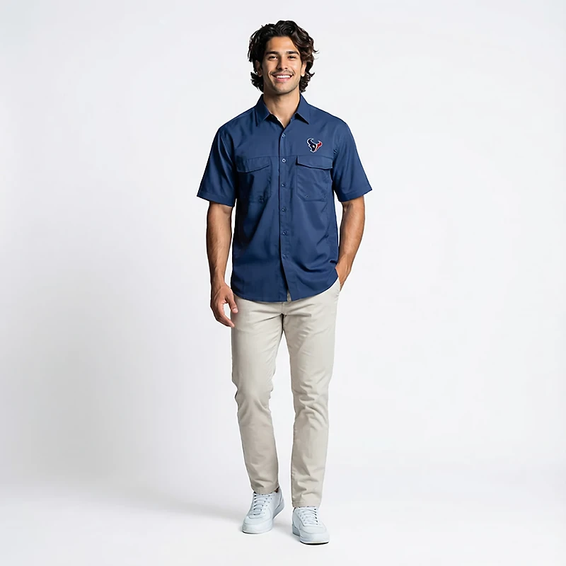 Antigua Men's Houston Texans Game Day Woven Fishing Shirt