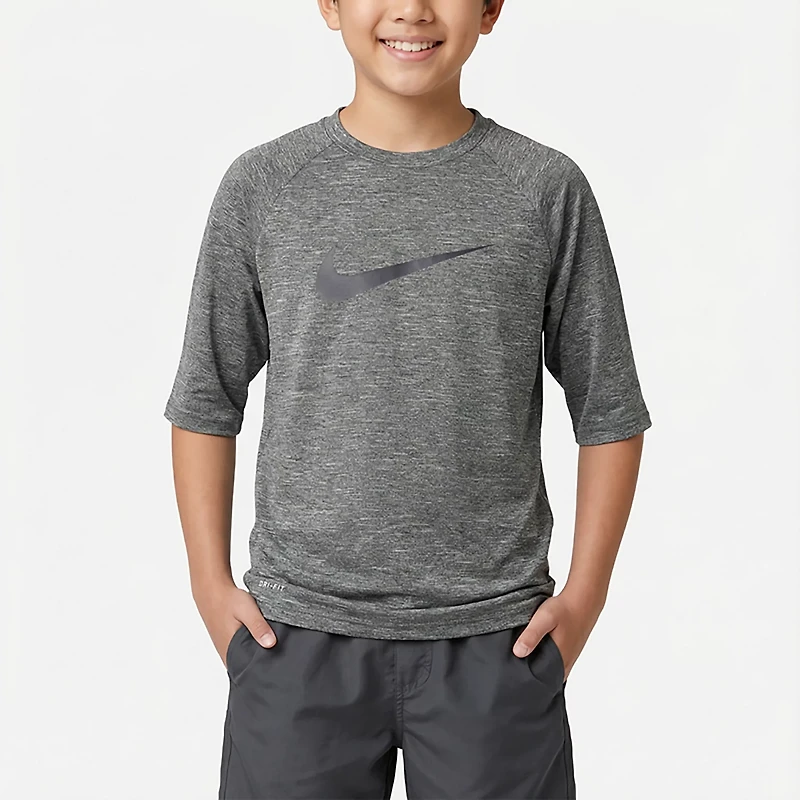 Nike Boys' Heather Short Sleeve Hydroguard Rash Guard