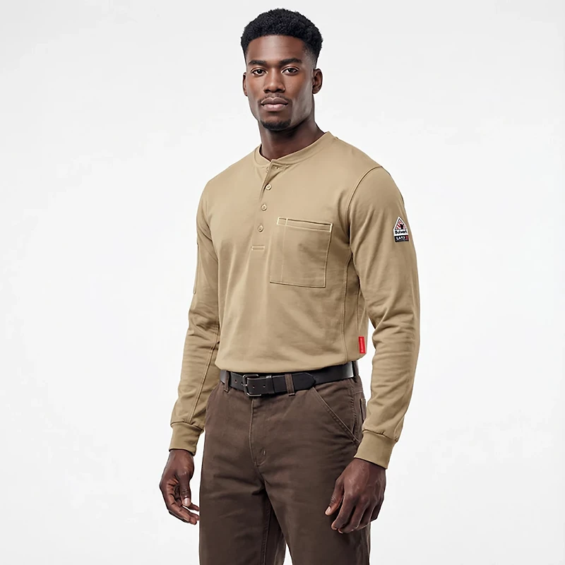 Bulwark Men's iQ Series Henley Long Sleeve Work Shirt