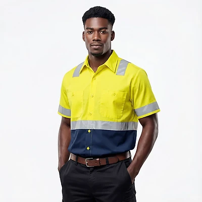 Red Kap Men's Hi-Visibility Ripstop Type R Class 2 Work Shirt