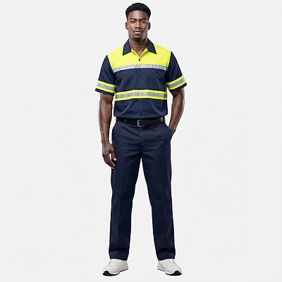 Red Kap Men's Hi-Visibility Colorblock Ripstop Type O Class 1 Work Shirt