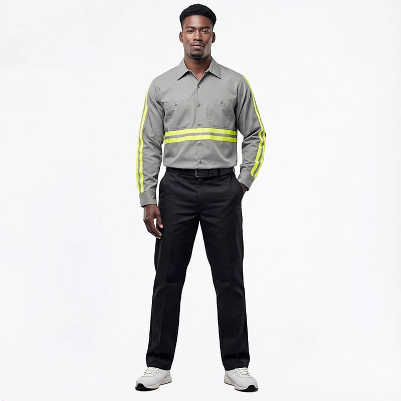 Red Kap Men's Enhanced Visibility Long Sleeve Cotton Work Shirt