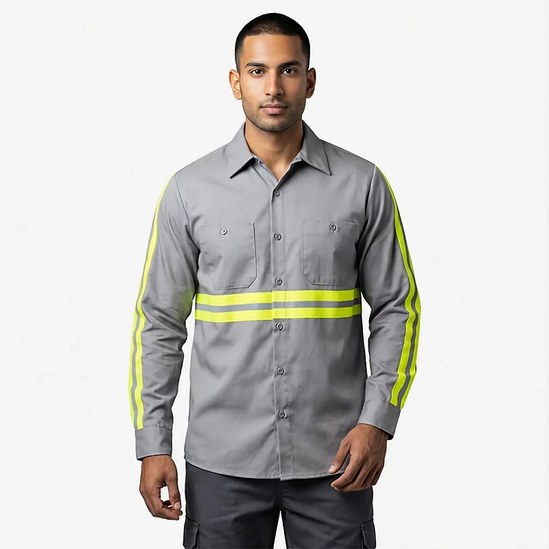 Red Kap Men's Enhanced Visibility Long Sleeve Cotton Work Shirt