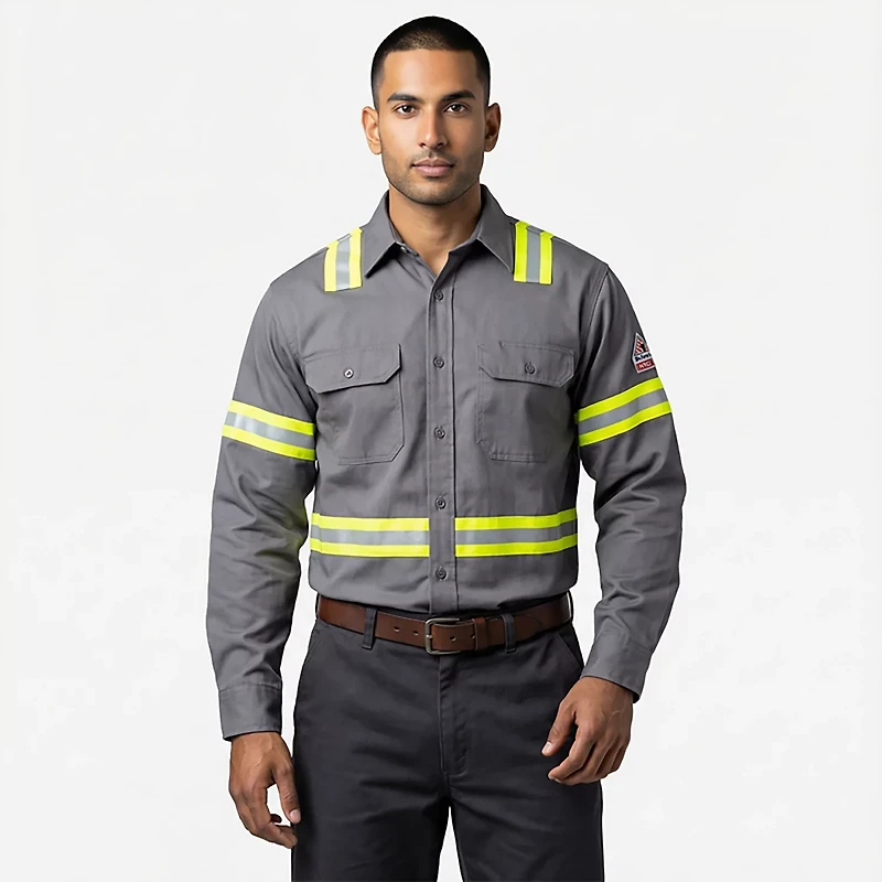 Bulwark Men's Midweight FR Enhanced Visibility Uniform Shirt