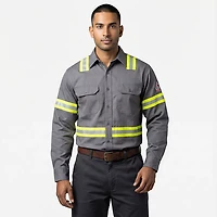Bulwark Men's Midweight FR Enhanced Visibility Uniform Shirt