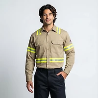 Bulwark Men's Midweight FR Enhanced Visibility Uniform Shirt