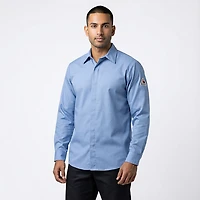 Bulwark Men's Concealed Gripper Pocketless Midweight FR Long Sleeve Work Shirt