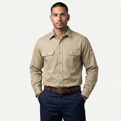 Bulwark Men's Lightweight FR Chambray Uniform Dress Shirt