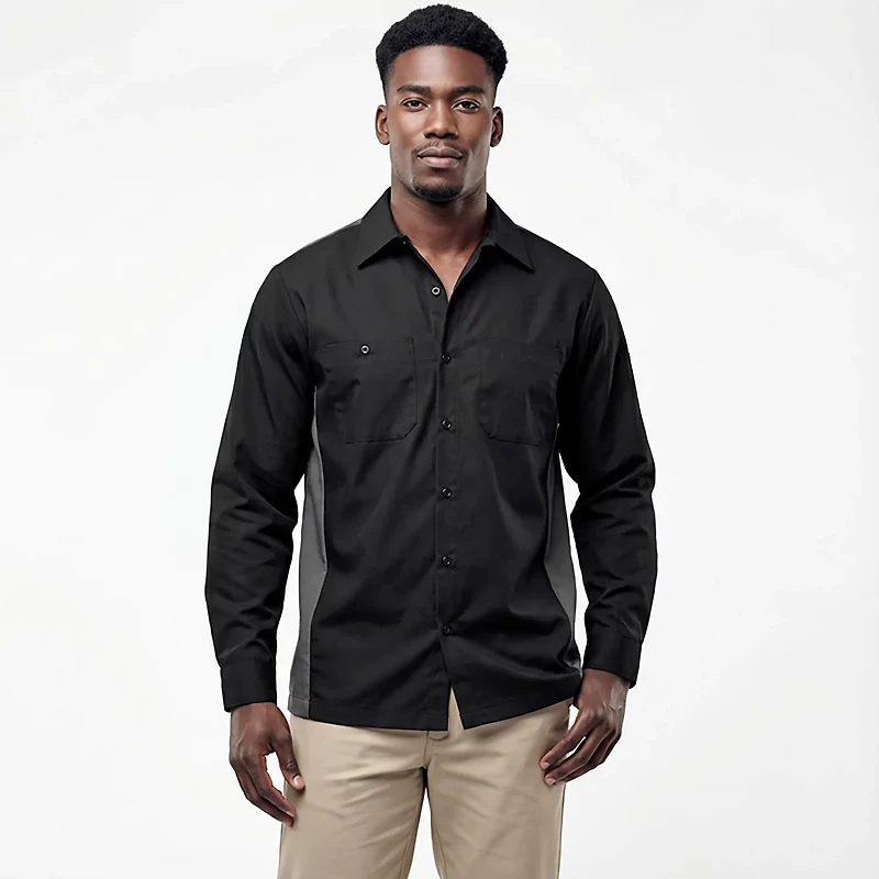 Red Kap Men's 2-Tone Crew Long Sleeve Shirt