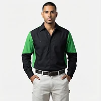 Red Kap Men's 2-Tone Crew Long Sleeve Shirt