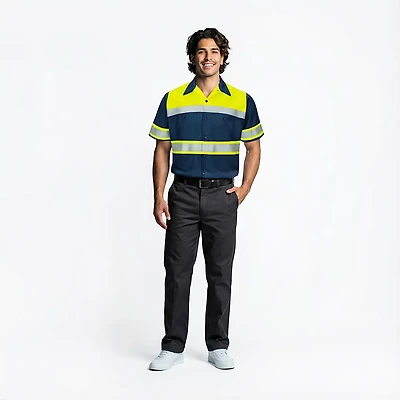 Red Kap Men's Hi-Visibility Colorblock Ripstop Type O Class 1 Short Sleeve Work Shirt