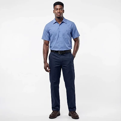 Red Kap Men's Industrial Stripe Short Sleeve Work Shirt