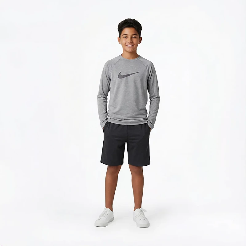 Nike Boys' Heather Long Sleeve Hydroguard Rash Guard
