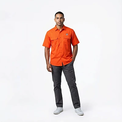 Antigua Men's Houston Astros Game Day Woven Fishing Shirt