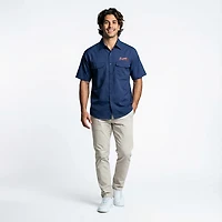 Antigua Men's Atlanta Braves Game Day Woven Fishing Shirt