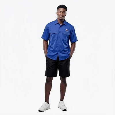 Antigua Men's Texas Rangers Game Day Woven Fishing Shirt