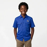 Antigua Men's Texas Rangers Game Day Woven Fishing Shirt