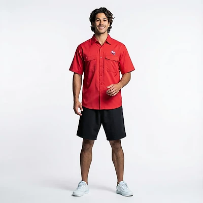 Antigua Men's Texas Rangers Game Day Woven Fishing Shirt