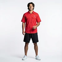 Antigua Men's Texas Rangers Game Day Woven Fishing Shirt