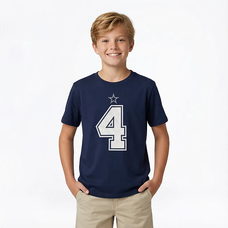 Nike Boys' Dallas Cowboys Prescott Name and Number Graphic T-shirt