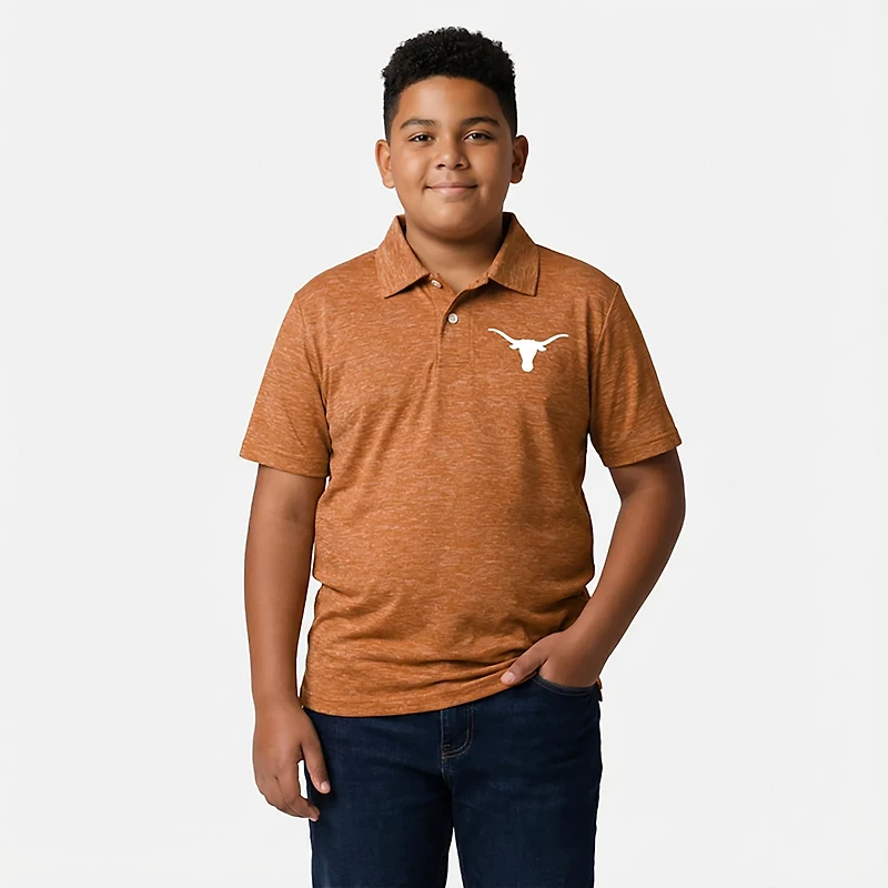 Wes and Willy Youth University of Texas Cloudy Yarn Polo Shirt