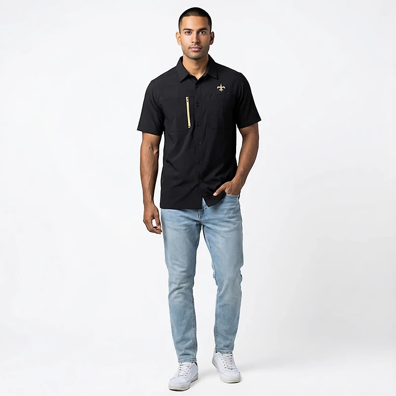 Antigua Men's New Orleans Saints Kickoff Camp Button Down Shirt