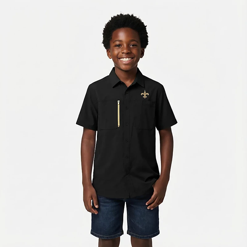 Antigua Men's New Orleans Saints Kickoff Camp Button Down Shirt