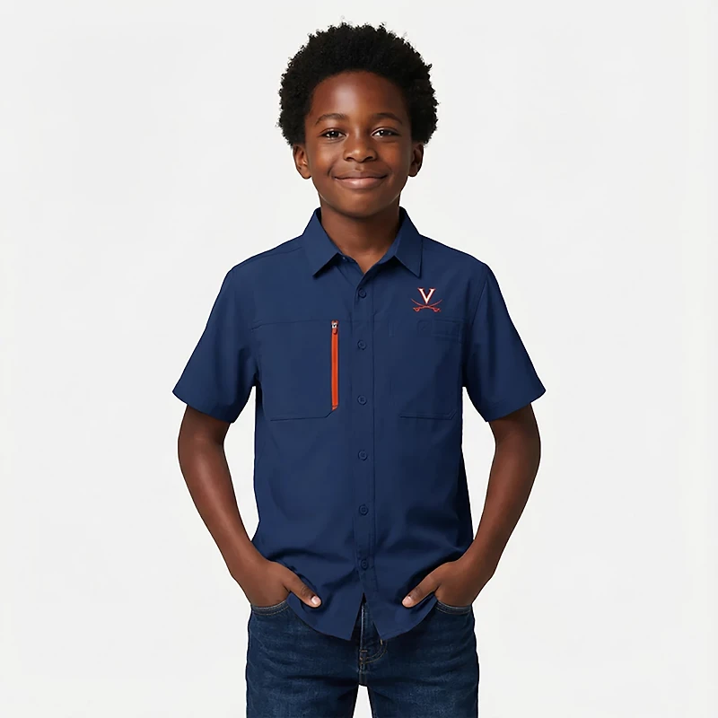 Antigua Men's University of Virginia Kickoff Woven Fishing Shirt