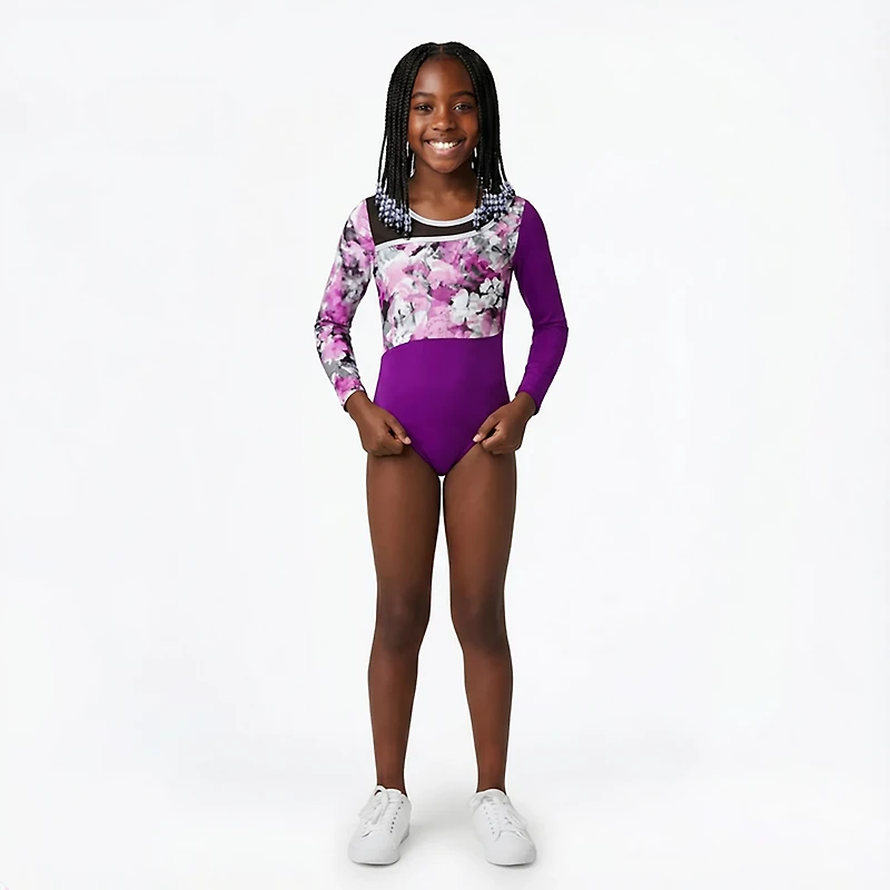 Rainbeau Moves Girls' Printed Long Sleeve Leotard