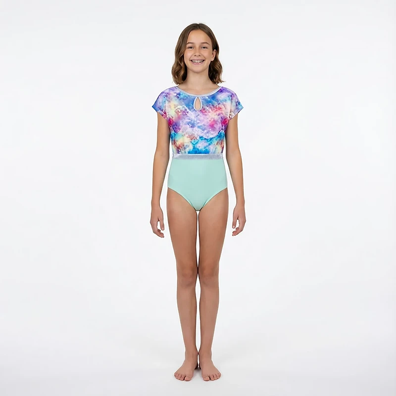 Rainbeau Moves Girls' Printed Short Sleeve Leotard