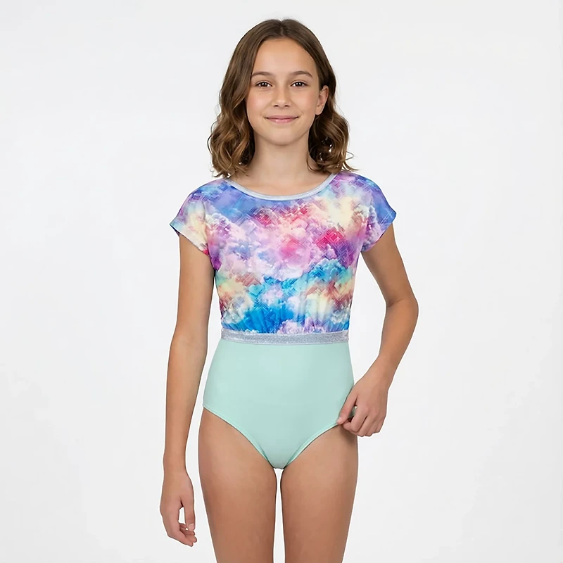 Rainbeau Moves Girls' Printed Short Sleeve Leotard