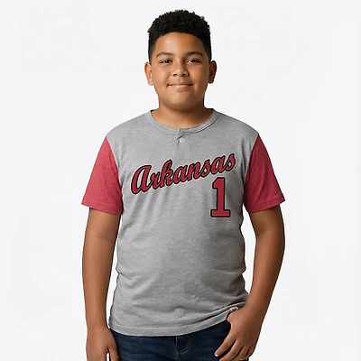 Wes and Willy Boys' University of Arkansas Baseball Henley Short Sleeve T-shirt