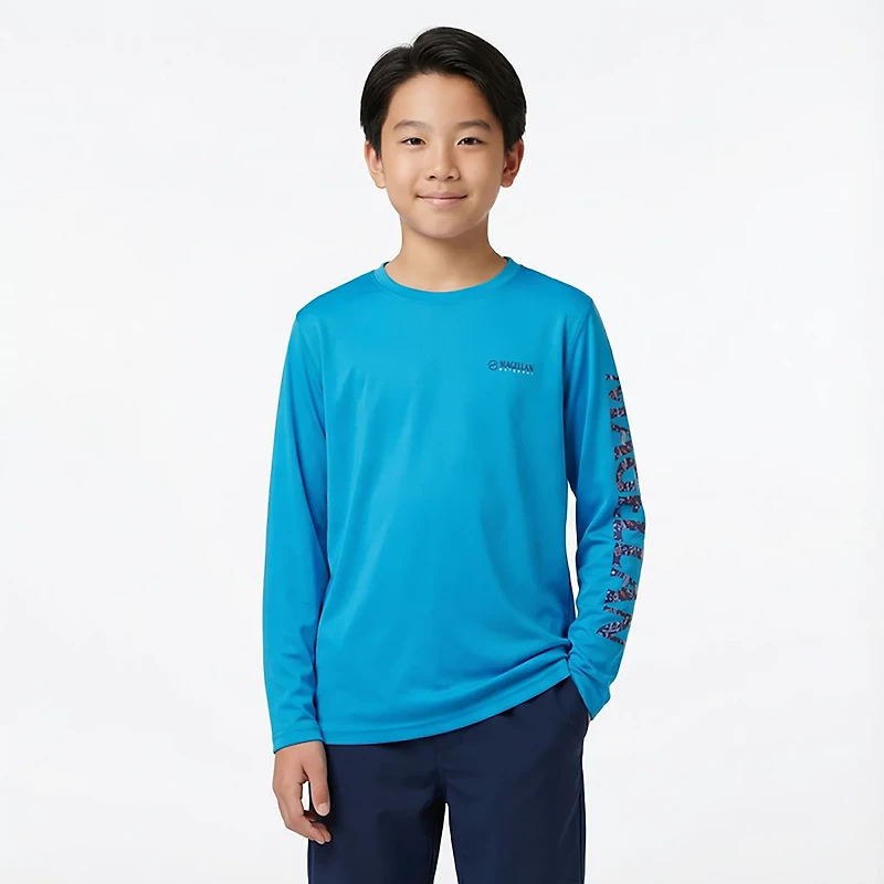 Magellan Outdoors Boys' Casting Crew Print Logo Fishing T-shirt