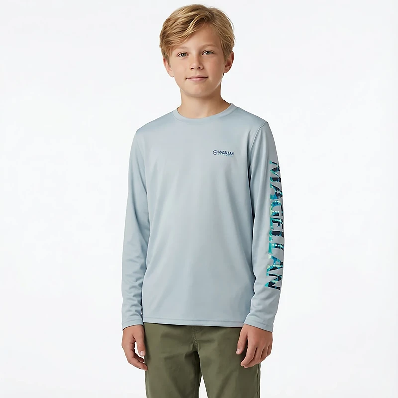 Magellan Outdoors Boys' Casting Crew Print Logo Fishing T-shirt