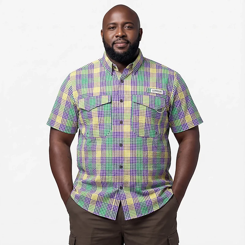Magellan Outdoors Mardi Gras Seersucker Gingham Shirt