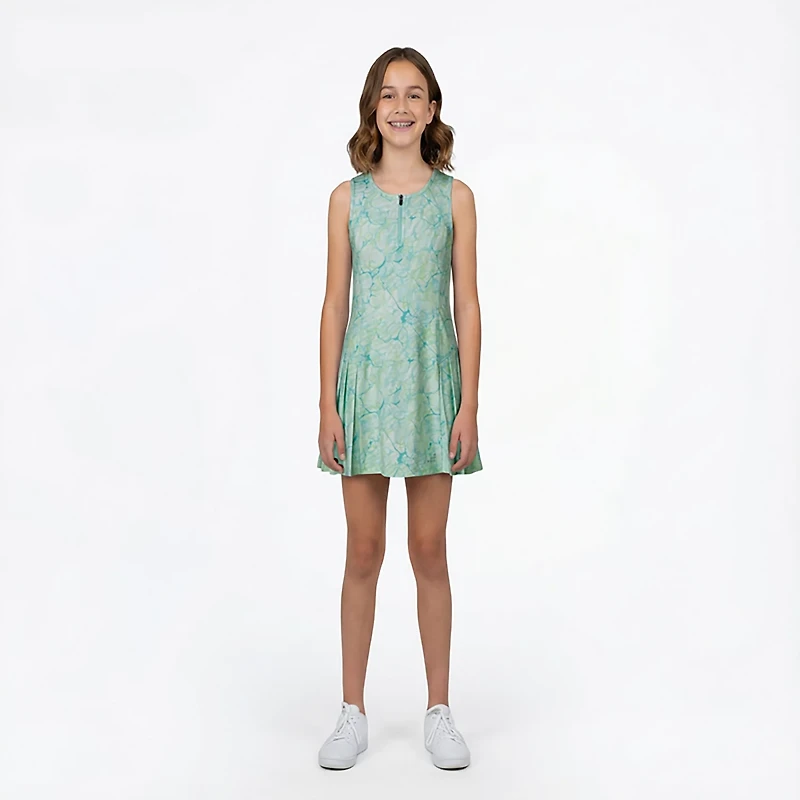 BCG Girls' Tennis Pleated Printed 1/4-Zip Dress