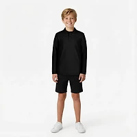Nautica Boys' Husky Double Pique Long Sleeve Polo Shirt