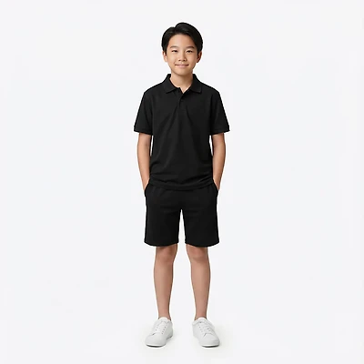 Nautica Boys' Husky Double Pique Short Sleeve Polo Shirt
