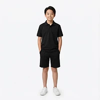Nautica Boys' Husky Double Pique Short Sleeve Polo Shirt