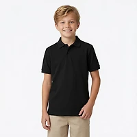 Nautica Boys' Husky Double Pique Short Sleeve Polo Shirt