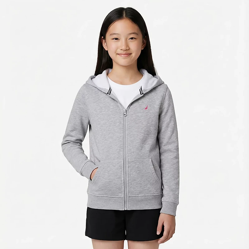 Nautica Girls' 4-6x Full Zip Fleece Hoodie