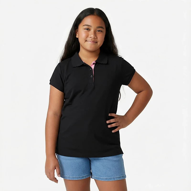 Nautica Girls' 4-6x Interlock Short Sleeve Polo