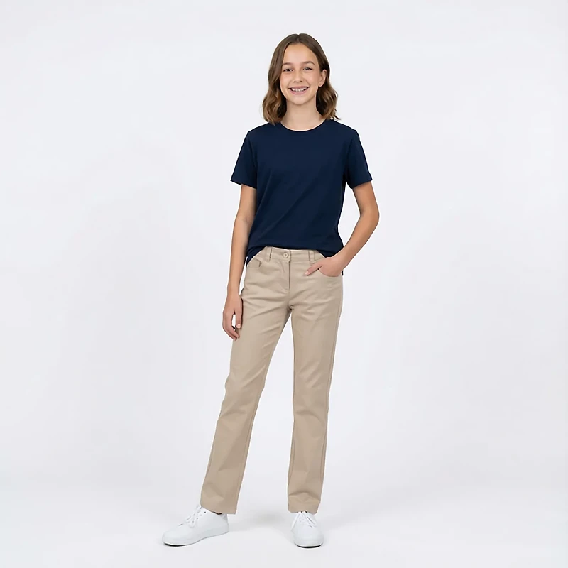 Nautica Girls' 7-16 High-Waisted Bootcut Twill Plus Pants