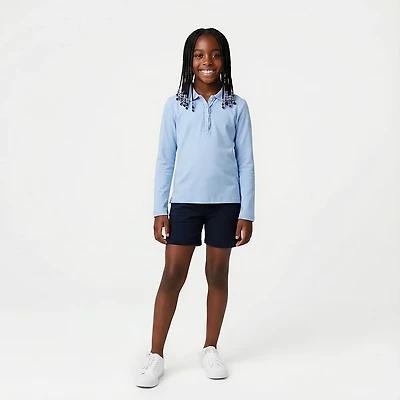 Nautica Girls' 7-16 Plus Interlock Long Sleeve Polo