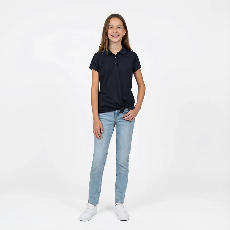 Nautica Girls' Performance Tie Front Plus Polo Shirt