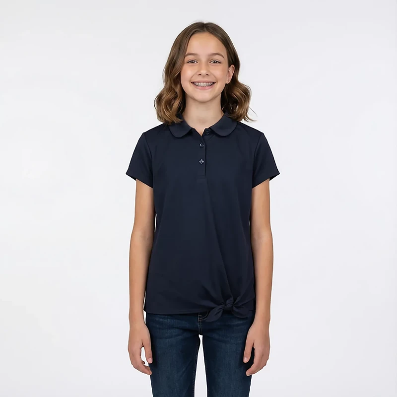 Nautica Girls' Performance Tie Front Plus Polo Shirt